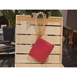 YSL Yves Saint Laurent Cassandra Lock Bi-Fold Wallet w/ Wristlet Strap Added